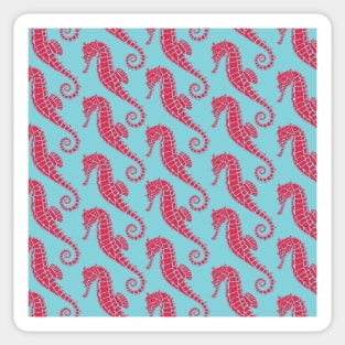 Vivid Pink and Blue Seahorse Pattern Sticker